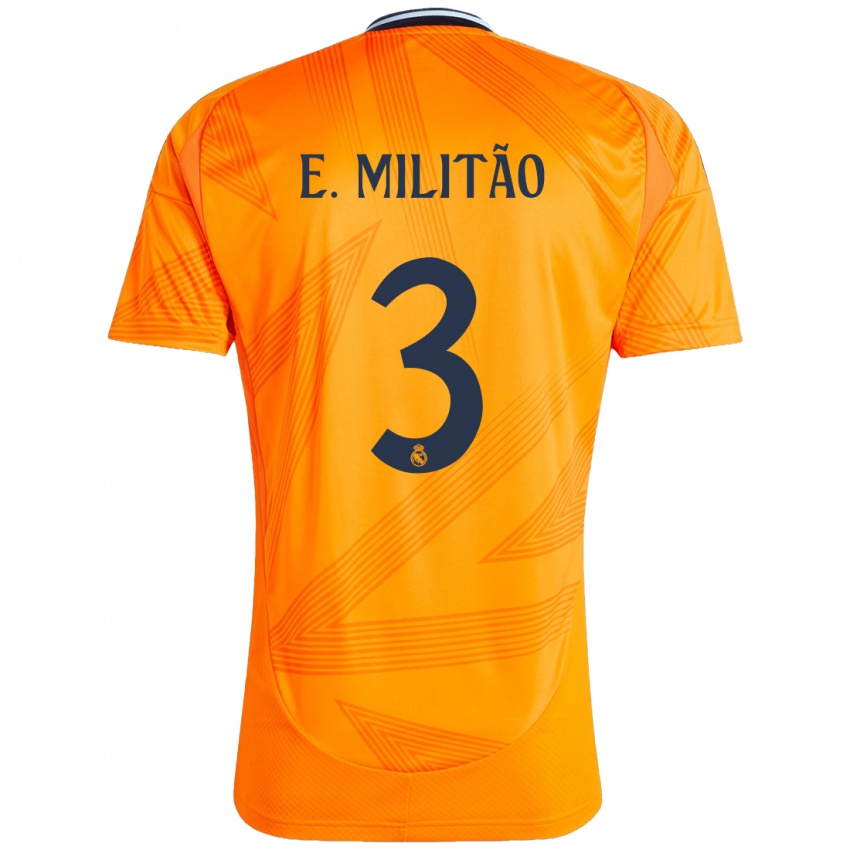 Niño Camiseta Eder Militao #3 Naranja 2ª Equipación 2024/25 La Camisa Argentina