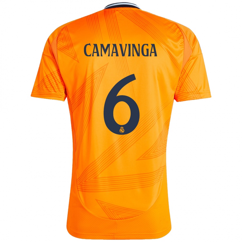 Niño Camiseta Eduardo Camavinga #6 Naranja 2ª Equipación 2024/25 La Camisa Argentina