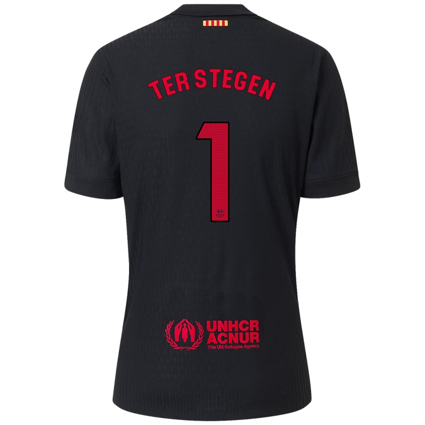 Niño Camiseta Marc-Andre Ter Stegen #1 Negro Rojo 2ª Equipación 2024/25 La Camisa Argentina