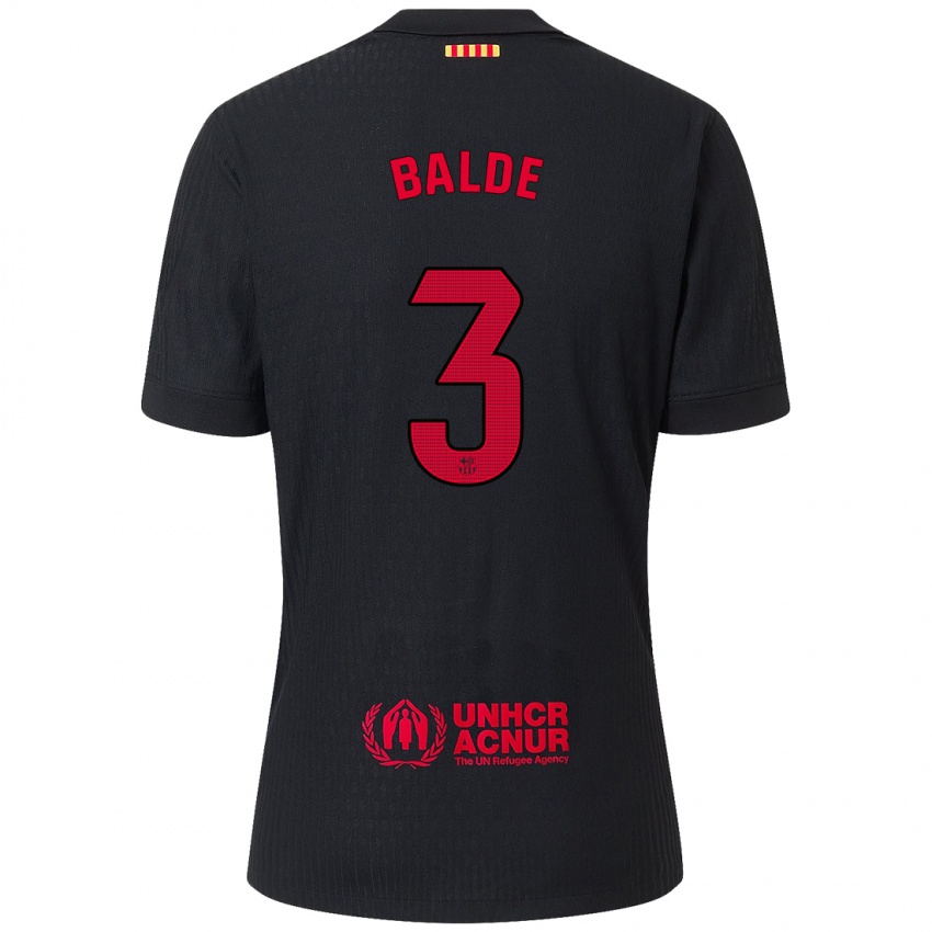 Niño Camiseta Alejandro Balde #3 Negro Rojo 2ª Equipación 2024/25 La Camisa Argentina