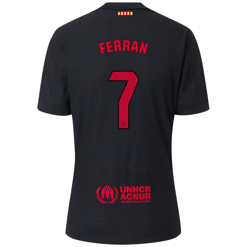 Niño Camiseta Ferran Torres #7 Negro Rojo 2ª Equipación 2024/25 La Camisa Argentina