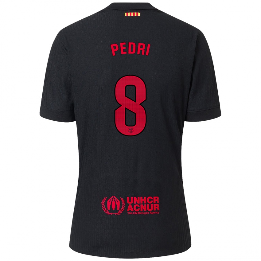 Niño Camiseta Pedri #8 Negro Rojo 2ª Equipación 2024/25 La Camisa Argentina