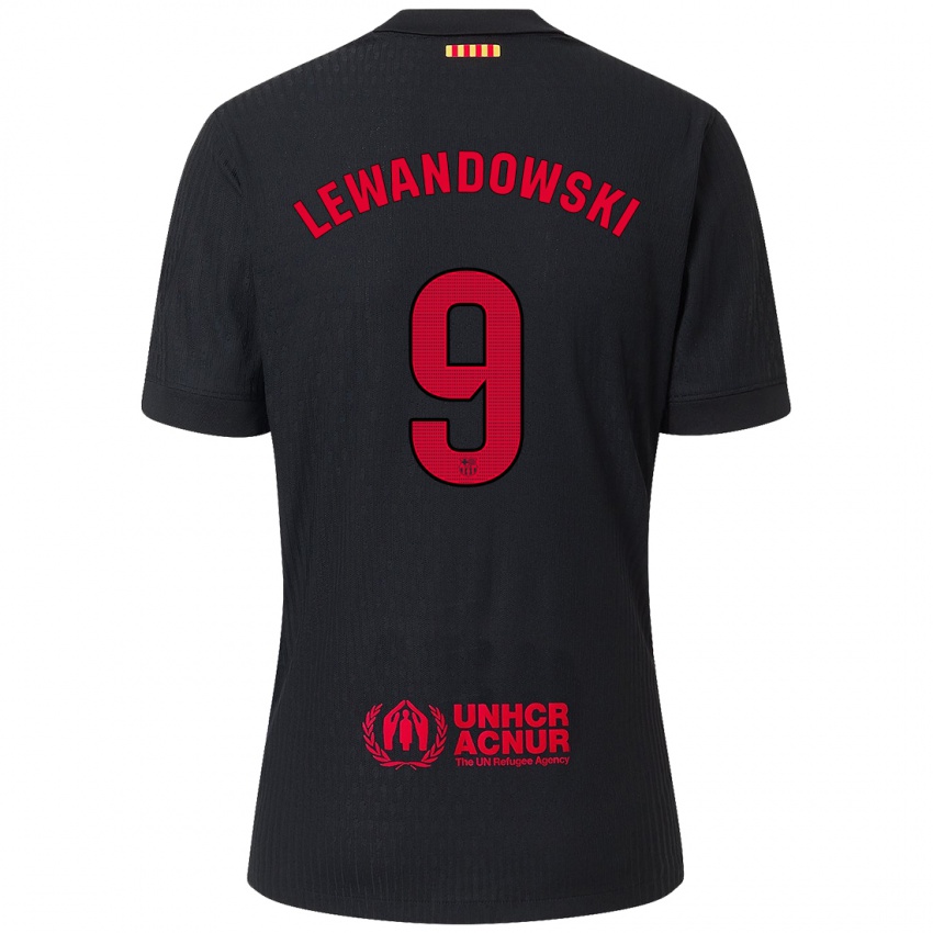 Niño Camiseta Robert Lewandowski #9 Negro Rojo 2ª Equipación 2024/25 La Camisa Argentina