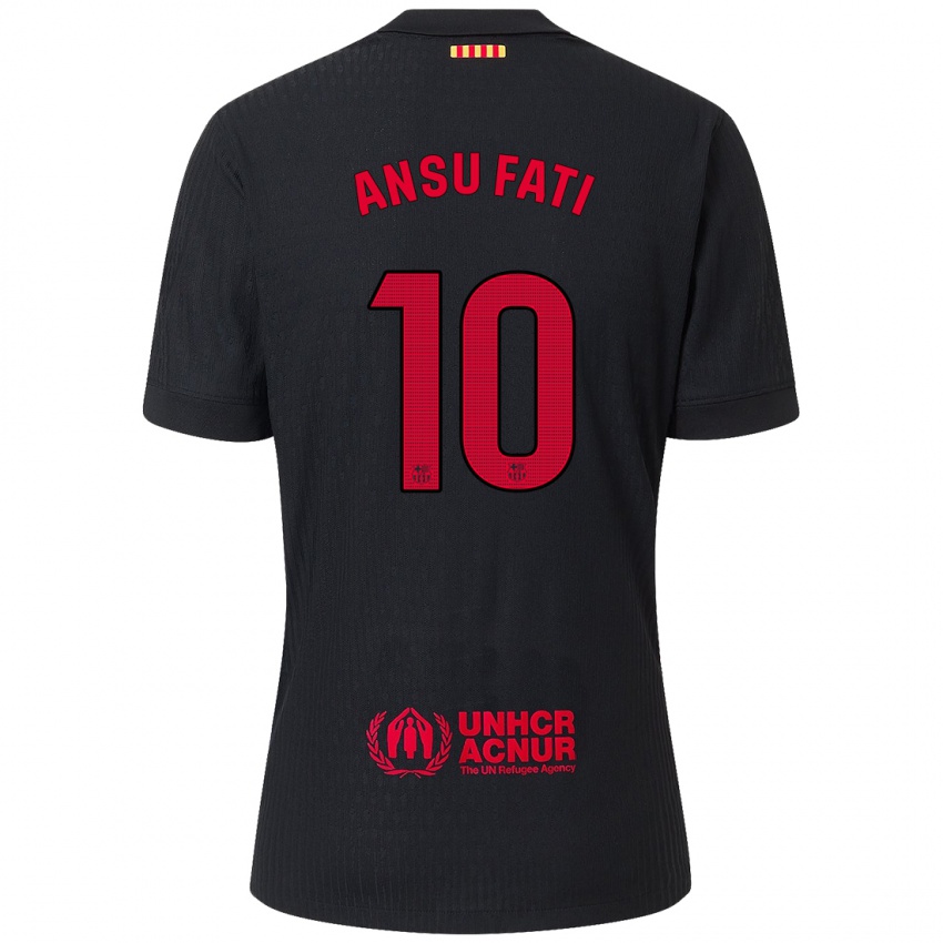 Niño Camiseta Ansu Fati #10 Negro Rojo 2ª Equipación 2024/25 La Camisa Argentina