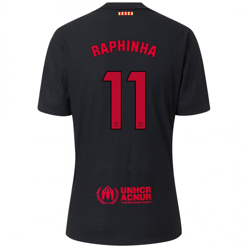 Niño Camiseta Raphinha #11 Negro Rojo 2ª Equipación 2024/25 La Camisa Argentina