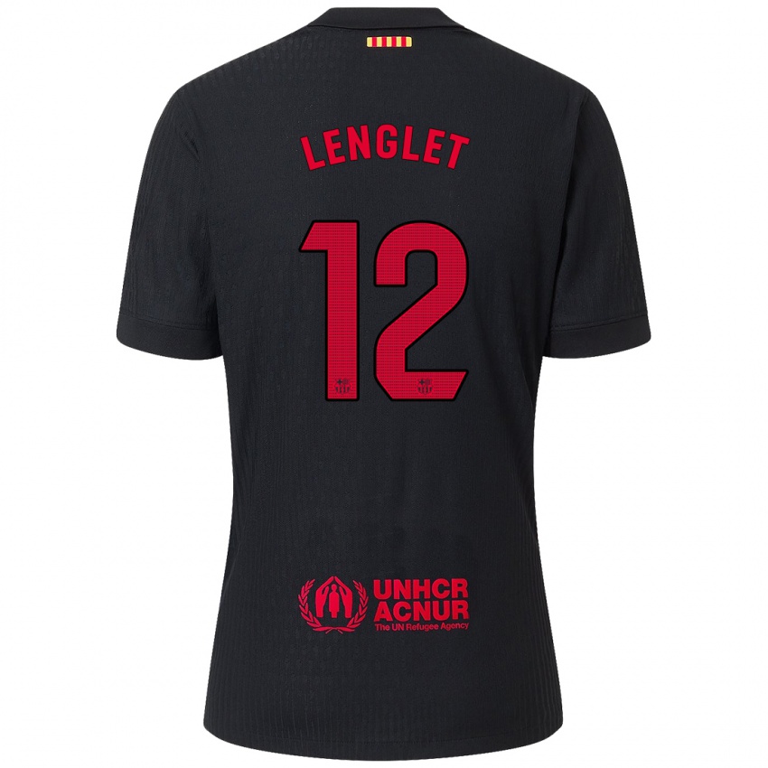 Niño Camiseta Clement Lenglet #12 Negro Rojo 2ª Equipación 2024/25 La Camisa Argentina