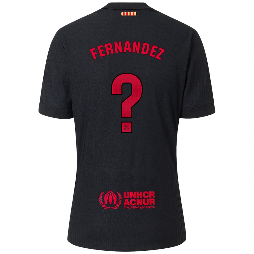 Niño Camiseta Pedro Fernández #0 Negro Rojo 2ª Equipación 2024/25 La Camisa Argentina