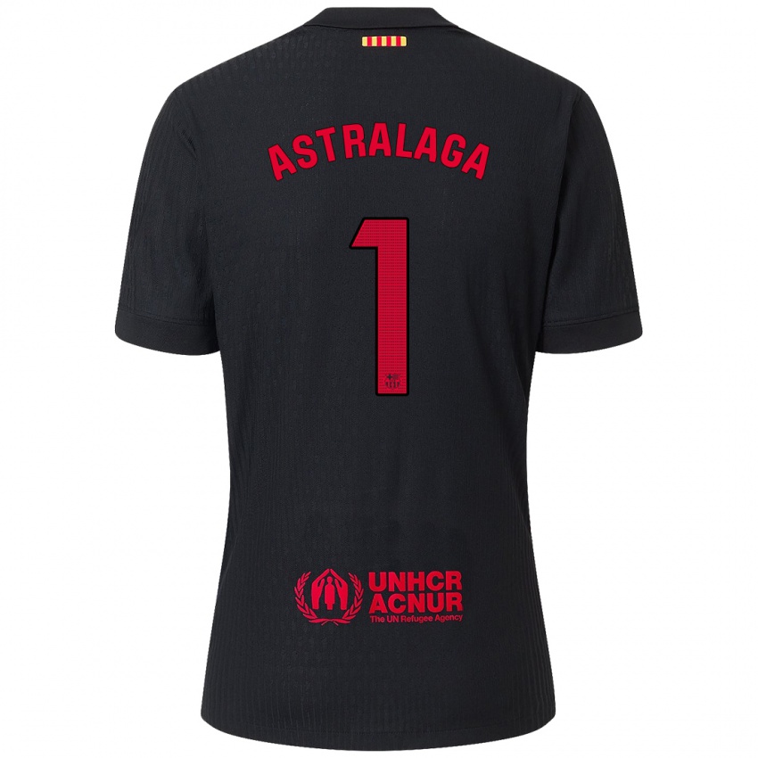 Niño Camiseta Ander Astralaga #1 Negro Rojo 2ª Equipación 2024/25 La Camisa Argentina