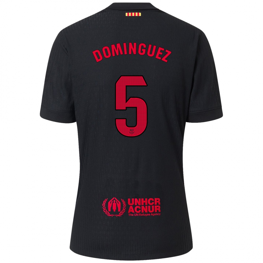 Niño Camiseta Sergi Dominguez #5 Negro Rojo 2ª Equipación 2024/25 La Camisa Argentina