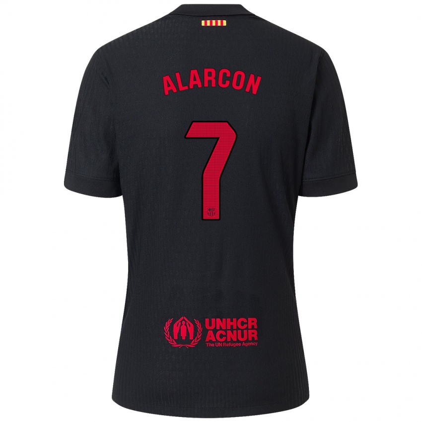 Niño Camiseta Angel Alarcon #7 Negro Rojo 2ª Equipación 2024/25 La Camisa Argentina