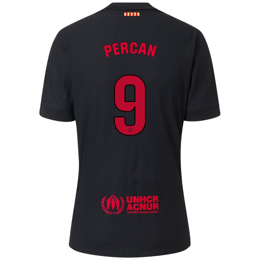 Niño Camiseta Diego Percan #9 Negro Rojo 2ª Equipación 2024/25 La Camisa Argentina