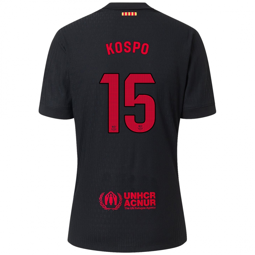 Niño Camiseta Eman Kospo #15 Negro Rojo 2ª Equipación 2024/25 La Camisa Argentina