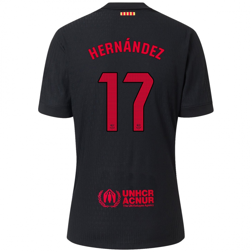 Niño Camiseta Juan Hernández #17 Negro Rojo 2ª Equipación 2024/25 La Camisa Argentina