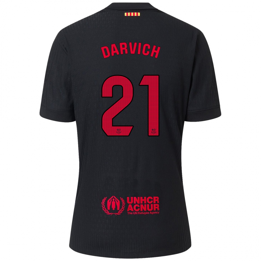 Niño Camiseta Noah Darvich #21 Negro Rojo 2ª Equipación 2024/25 La Camisa Argentina