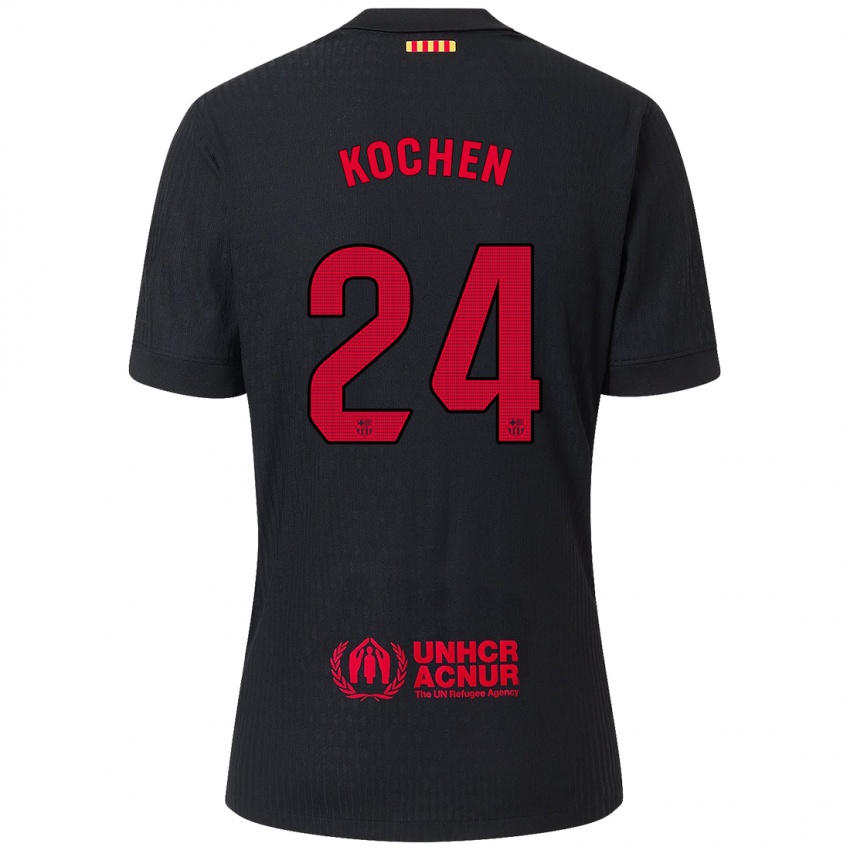 Niño Camiseta Diego Kochen #24 Negro Rojo 2ª Equipación 2024/25 La Camisa Argentina