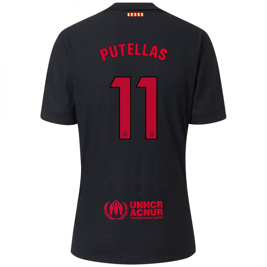 Niño Camiseta Alexia Putellas #11 Negro Rojo 2ª Equipación 2024/25 La Camisa Argentina