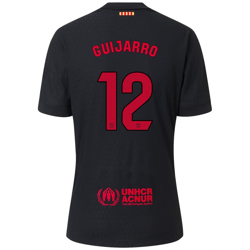 Niño Camiseta Patricia Guijarro #12 Negro Rojo 2ª Equipación 2024/25 La Camisa Argentina