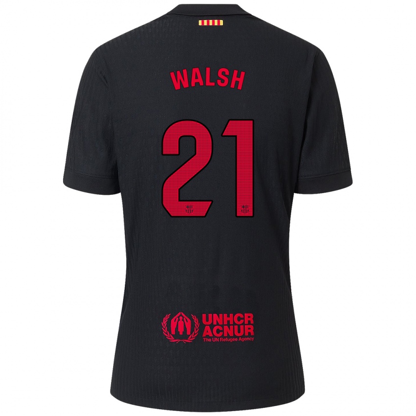 Niño Camiseta Keira Walsh #21 Negro Rojo 2ª Equipación 2024/25 La Camisa Argentina