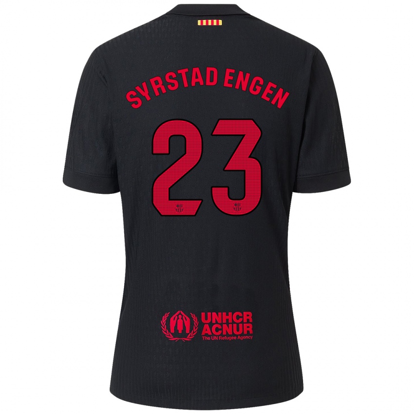 Niño Camiseta Ingrid Syrstad Engen #23 Negro Rojo 2ª Equipación 2024/25 La Camisa Argentina