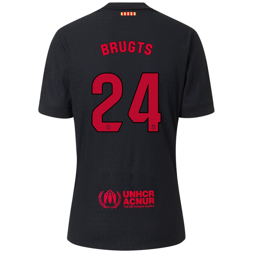 Niño Camiseta Esmee Brugts #24 Negro Rojo 2ª Equipación 2024/25 La Camisa Argentina