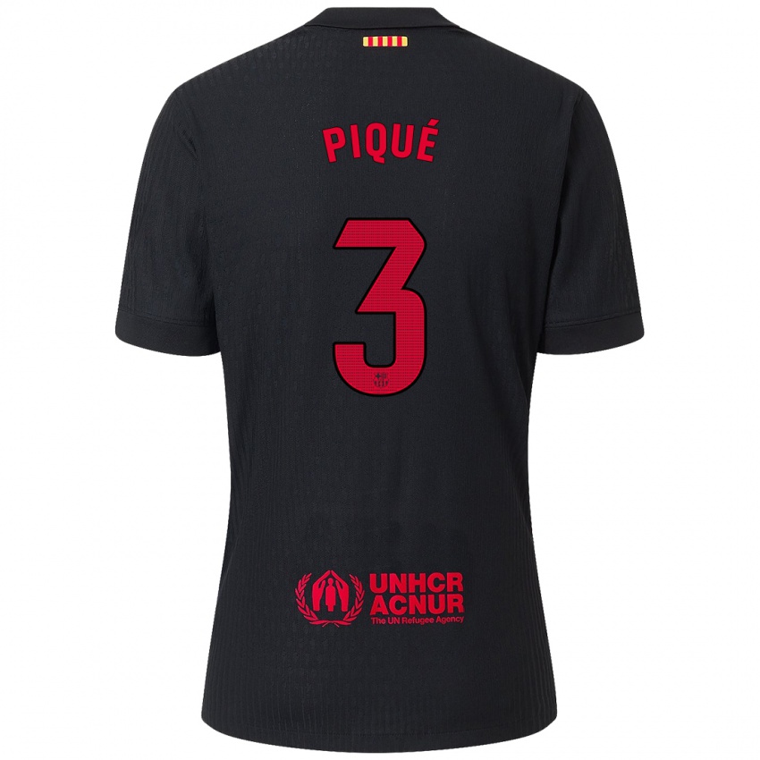 Niño Camiseta Gerard Piqué #3 Negro Rojo 2ª Equipación 2024/25 La Camisa Argentina