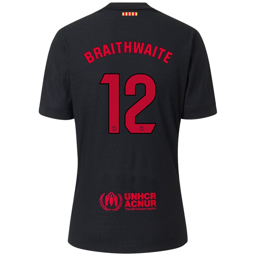 Niño Camiseta Martin Braithwaite #12 Negro Rojo 2ª Equipación 2024/25 La Camisa Argentina