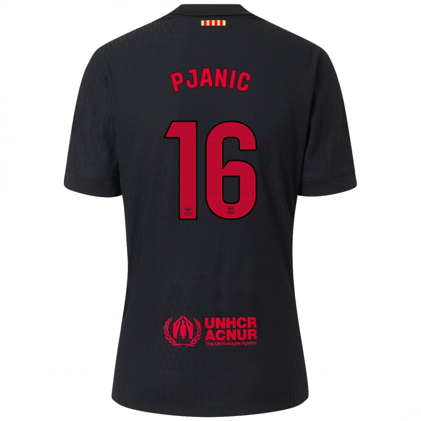 Niño Camiseta Miralem Pjanic #16 Negro Rojo 2ª Equipación 2024/25 La Camisa Argentina