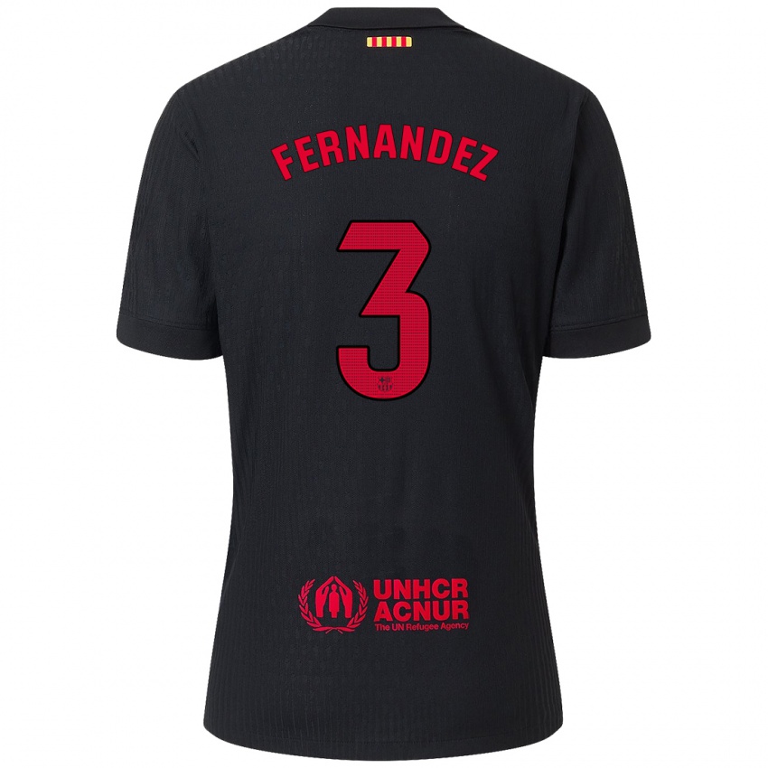 Niño Camiseta Jana Fernandez #3 Negro Rojo 2ª Equipación 2024/25 La Camisa Argentina