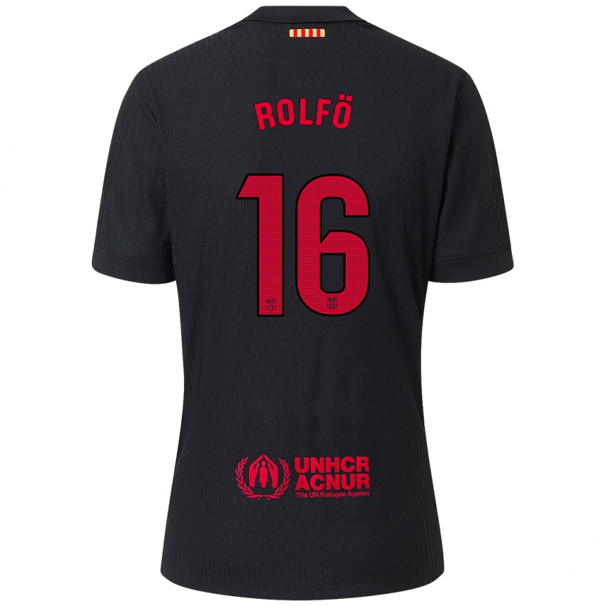 Niño Camiseta Fridolina Rolfo #16 Negro Rojo 2ª Equipación 2024/25 La Camisa Argentina