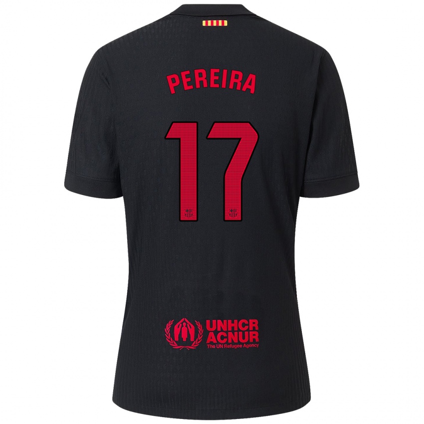 Niño Camiseta Andrea Pereira #17 Negro Rojo 2ª Equipación 2024/25 La Camisa Argentina