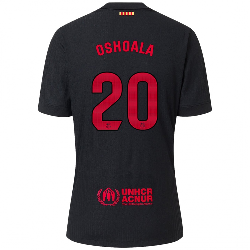 Niño Camiseta Asisat Oshoala #20 Negro Rojo 2ª Equipación 2024/25 La Camisa Argentina