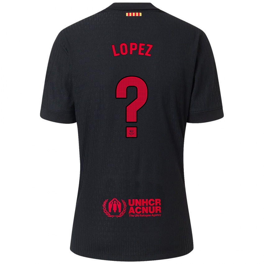 Niño Camiseta Pablo Lopez #0 Negro Rojo 2ª Equipación 2024/25 La Camisa Argentina