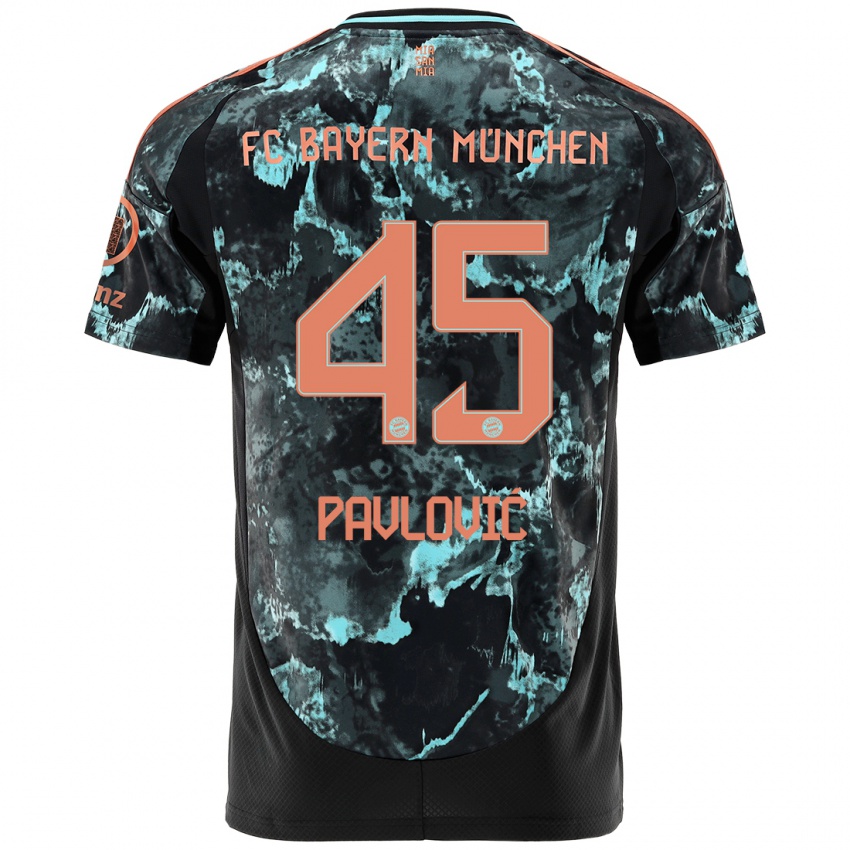 Niño Camiseta Aleksandar Pavlovic #45 Negro 2ª Equipación 2024/25 La Camisa Argentina