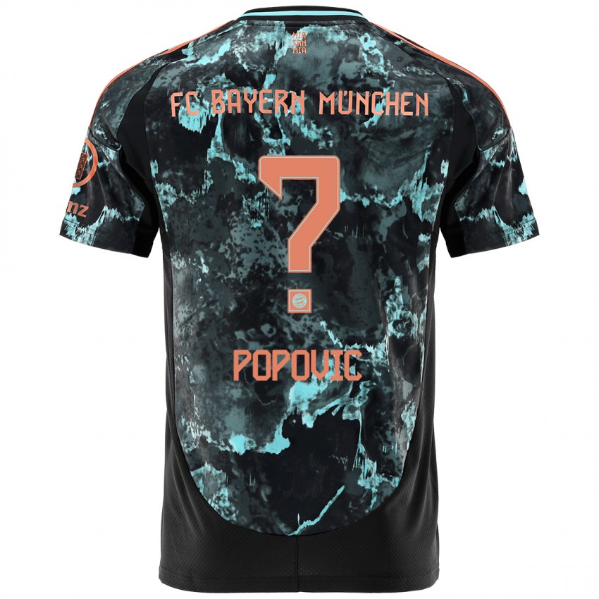 Niño Camiseta Marko Popovic #0 Negro 2ª Equipación 2024/25 La Camisa Argentina