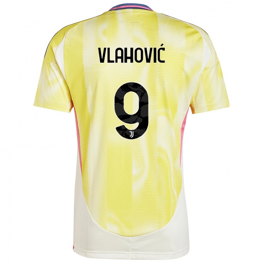 Niño Camiseta Dusan Vlahovic #9 Amarillo Solar 2ª Equipación 2024/25 La Camisa Argentina