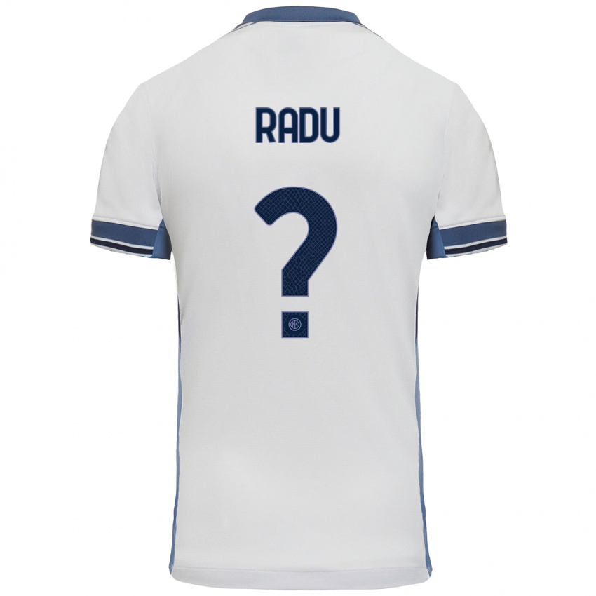 Niño Camiseta Andrei Radu #0 Blanco Gris 2ª Equipación 2024/25 La Camisa Argentina