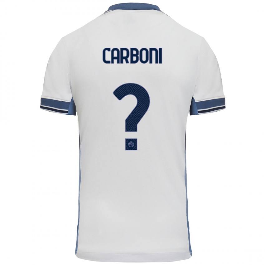 Niño Camiseta Franco Carboni #0 Blanco Gris 2ª Equipación 2024/25 La Camisa Argentina