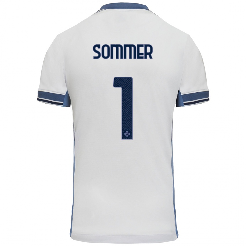 Niño Camiseta Yann Sommer #1 Blanco Gris 2ª Equipación 2024/25 La Camisa Argentina