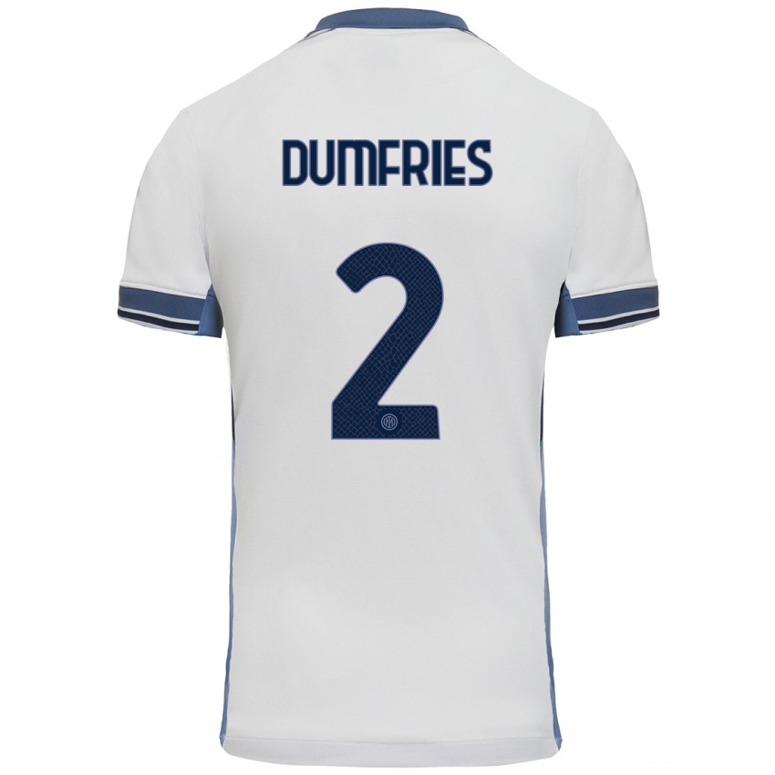 Niño Camiseta Denzel Dumfries #2 Blanco Gris 2ª Equipación 2024/25 La Camisa Argentina