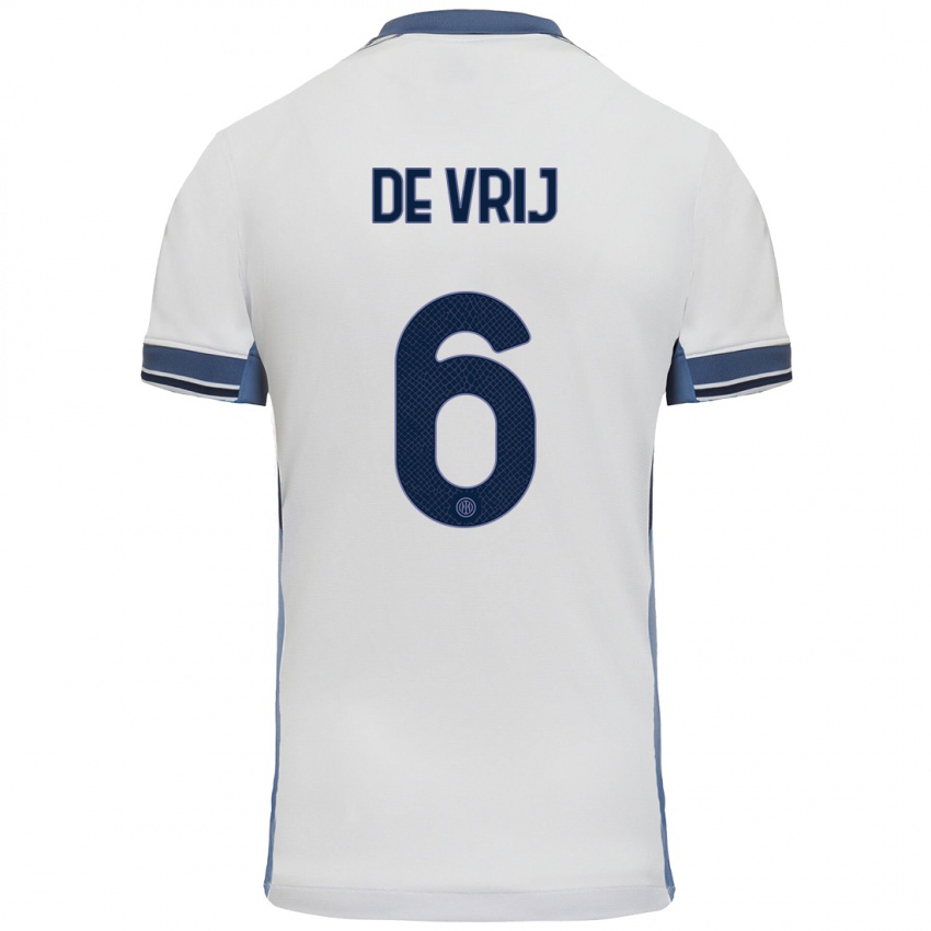 Niño Camiseta Stefan De Vrij #6 Blanco Gris 2ª Equipación 2024/25 La Camisa Argentina