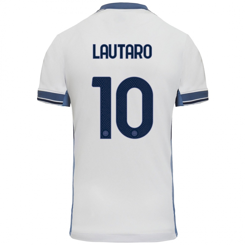 Niño Camiseta Lautaro Martinez #10 Blanco Gris 2ª Equipación 2024/25 La Camisa Argentina