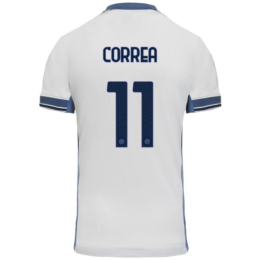 Niño Camiseta Joaquin Correa #11 Blanco Gris 2ª Equipación 2024/25 La Camisa Argentina