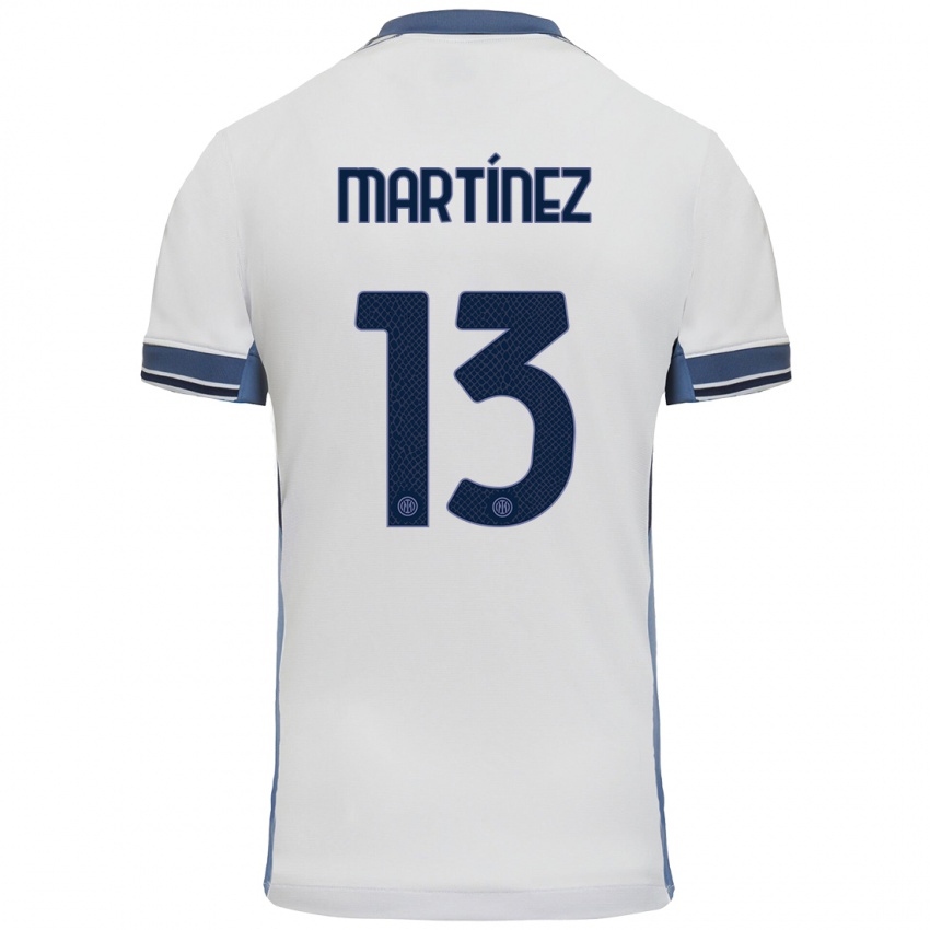 Niño Camiseta Josep Martínez #13 Blanco Gris 2ª Equipación 2024/25 La Camisa Argentina