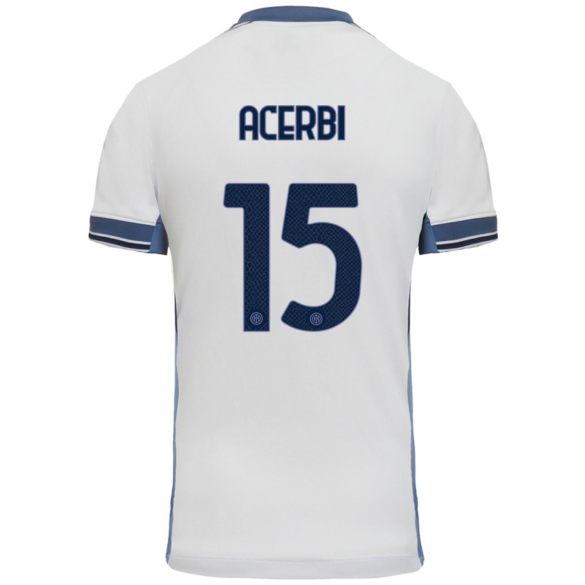 Niño Camiseta Francesco Acerbi #15 Blanco Gris 2ª Equipación 2024/25 La Camisa Argentina