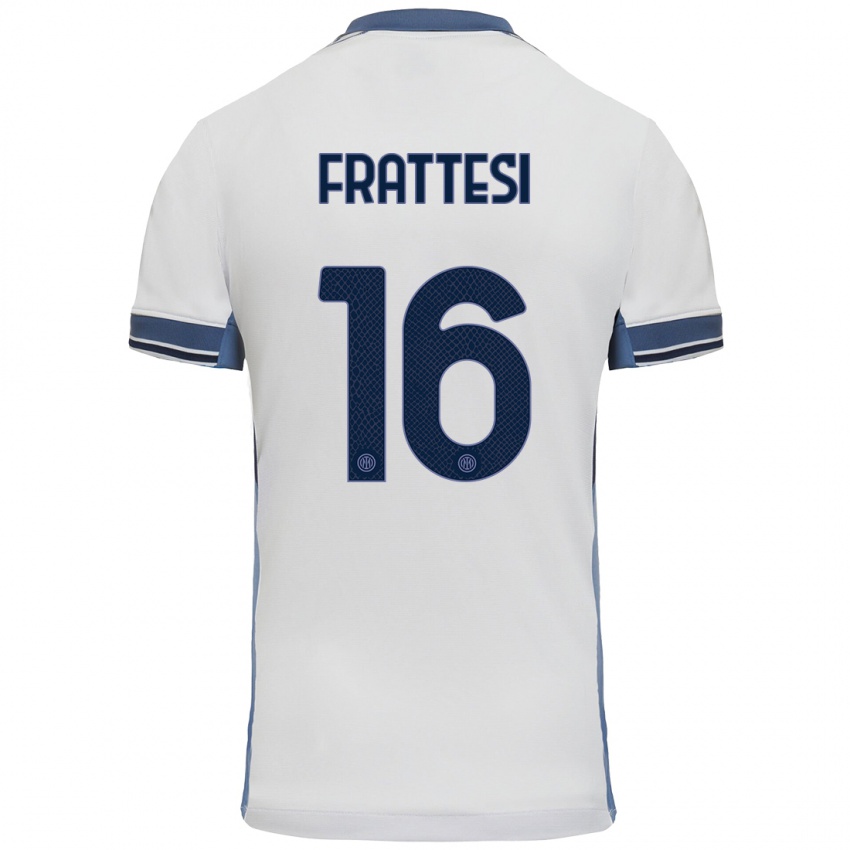 Niño Camiseta Davide Frattesi #16 Blanco Gris 2ª Equipación 2024/25 La Camisa Argentina