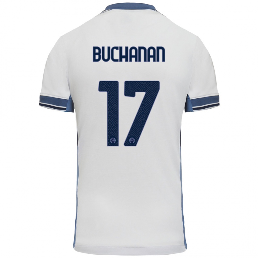 Niño Camiseta Tajon Buchanan #17 Blanco Gris 2ª Equipación 2024/25 La Camisa Argentina