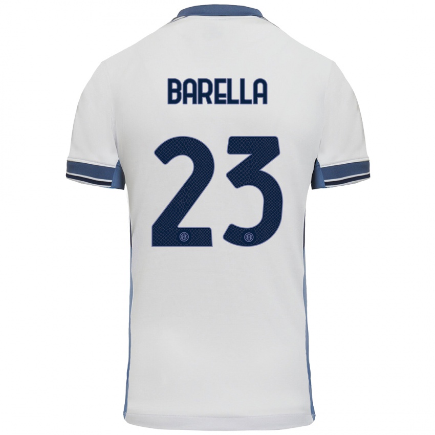 Niño Camiseta Nicolo Barella #23 Blanco Gris 2ª Equipación 2024/25 La Camisa Argentina