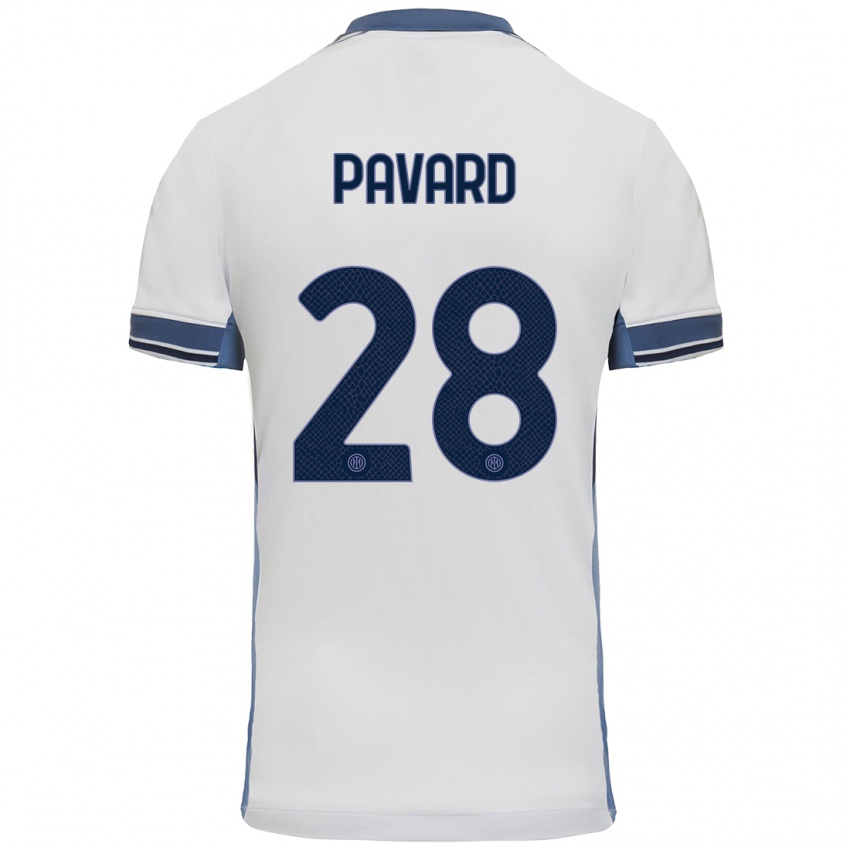 Niño Camiseta Benjamin Pavard #28 Blanco Gris 2ª Equipación 2024/25 La Camisa Argentina