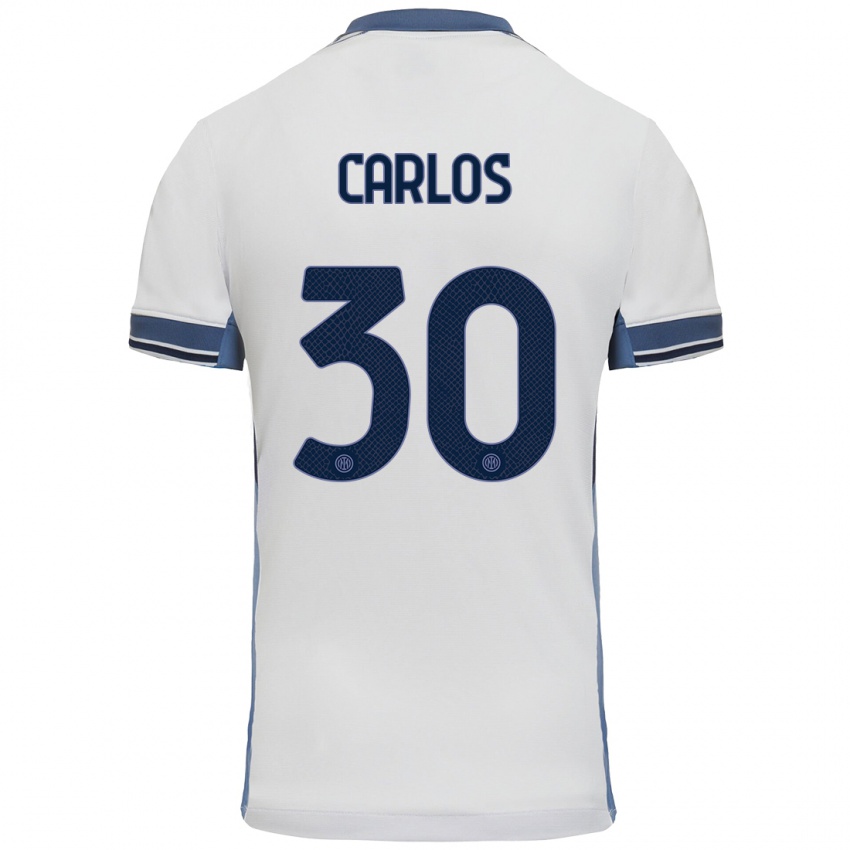 Niño Camiseta Carlos Augusto #30 Blanco Gris 2ª Equipación 2024/25 La Camisa Argentina