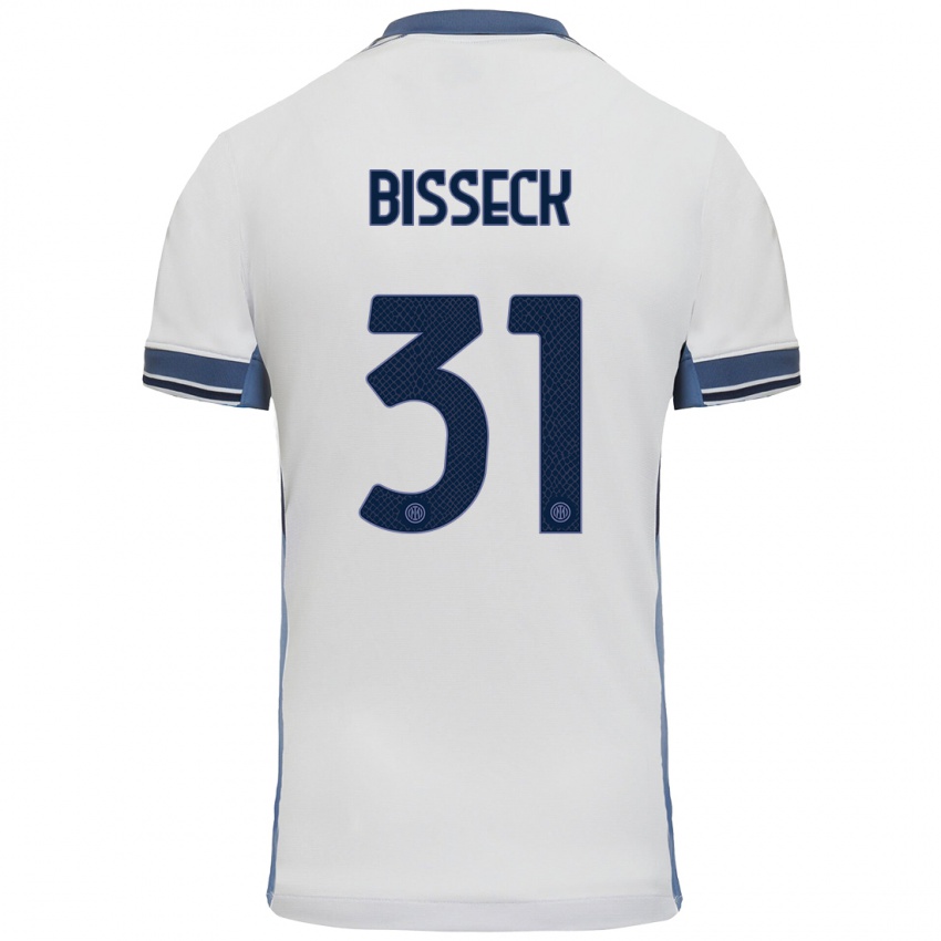 Niño Camiseta Yann Bisseck #31 Blanco Gris 2ª Equipación 2024/25 La Camisa Argentina